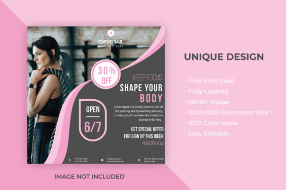 Beautiful Modern Gym Social Media Post Template