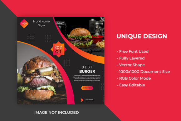 Boost Your Restaurant’s Social Media Presence with a Colorful Food Abstract Template