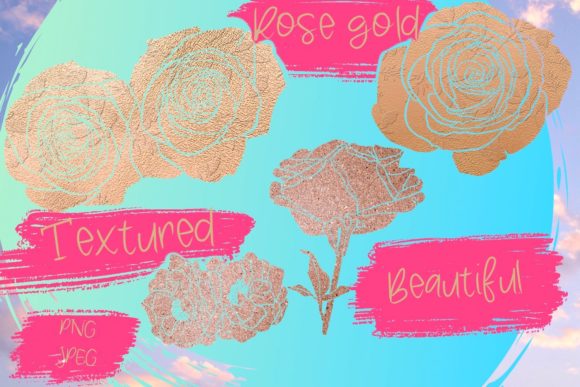 Elevate Designs with Rose Gold Foil Glitter Textured Roses